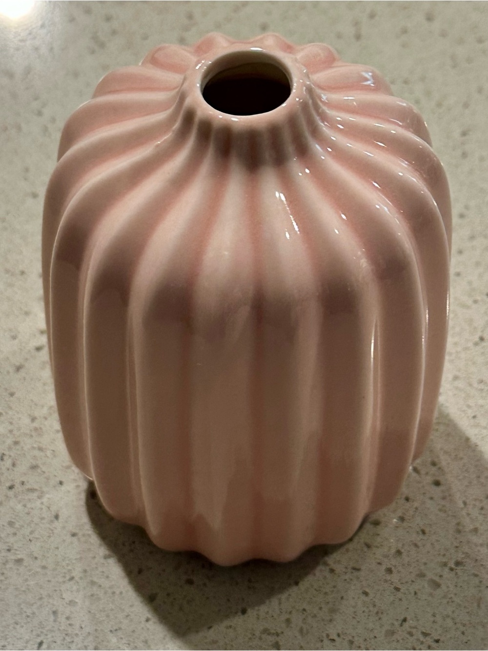 Pink Ceramic Ribbed Bud Vase - Unbranded